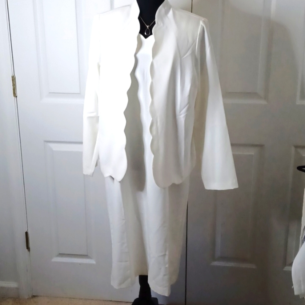 D16-👌- 2pc Anthony Richards Cream Color Jacket & Dress Set - sz 12 - NWOT